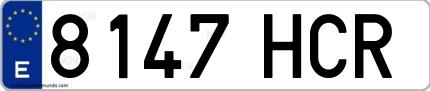 Ejemplo de matrícula española 8147 HCR
