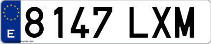 Ejemplo de matrícula de coche ordinaria 8147 LXM