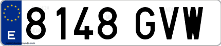Ejemplo de matrícula de coche ordinaria 8148 GVW