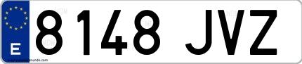 Ejemplo de matrícula española 8148 JVZ