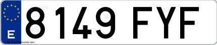 Ejemplo de matrícula española 8149 FYF