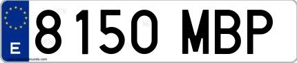 Ejemplo de matrícula española 8150 MBP