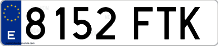 Ejemplo de matrícula de coche ordinaria 8152 FTK