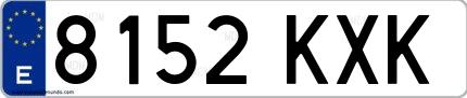 Ejemplo de matrícula española 8152 KXK