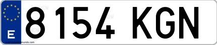 Ejemplo de matrícula española 8154 KGN