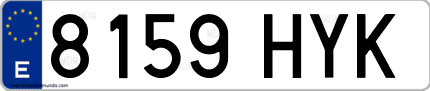 Ejemplo de matrícula de coche ordinaria 8159 HYK