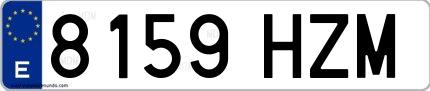 Ejemplo de matrícula española 8159 HZM