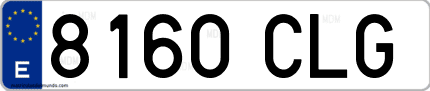 Ejemplo de matrícula de coche ordinaria 8160 CLG