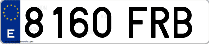 Ejemplo de matrícula de coche ordinaria 8160 FRB