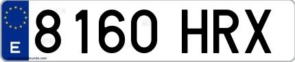 Ejemplo de matrícula española 8160 HRX