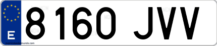 Ejemplo de matrícula de coche ordinaria 8160 JVV