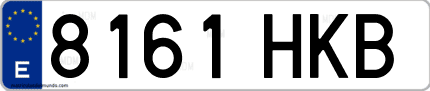 Ejemplo de matrícula de coche ordinaria 8161 HKB