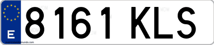 Ejemplo de matrícula de coche ordinaria 8161 KLS