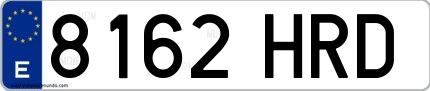 Ejemplo de matrícula española 8162 HRD