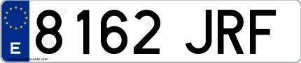 Ejemplo de matrícula española 8162 JRF