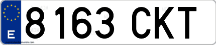 Ejemplo de matrícula de coche ordinaria 8163 CKT
