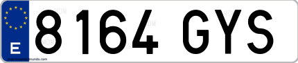 Ejemplo de matrícula de coche ordinaria 8164 GYS