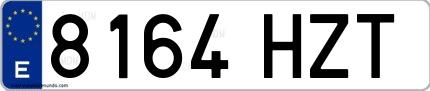 Ejemplo de matrícula española 8164 HZT