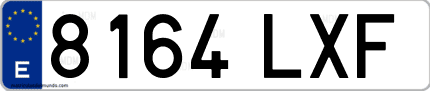 Ejemplo de matrícula de coche ordinaria 8164 LXF