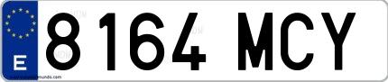 Ejemplo de matrícula española 8164 MCY