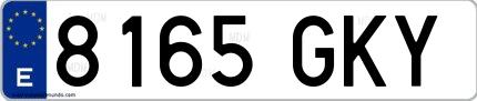 Ejemplo de matrícula española 8165 GKY