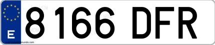 Ejemplo de matrícula española 8166 DFR