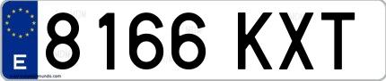 Ejemplo de matrícula española 8166 KXT