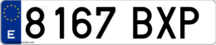 Ejemplo de matrícula de coche ordinaria 8167 BXP
