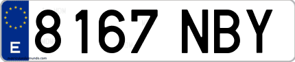 Ejemplo de matrícula de coche ordinaria 8167 NBY