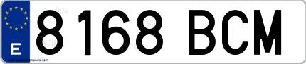 Ejemplo de matrícula española 8168 BCM