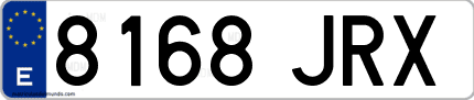 Ejemplo de matrícula de coche ordinaria 8168 JRX