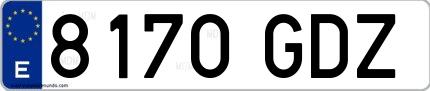 Ejemplo de matrícula española 8170 GDZ