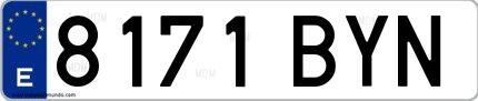 Ejemplo de matrícula española 8171 BYN