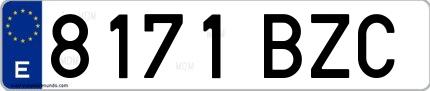 Ejemplo de matrícula española 8171 BZC