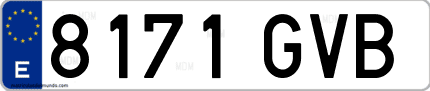 Ejemplo de matrícula de coche ordinaria 8171 GVB