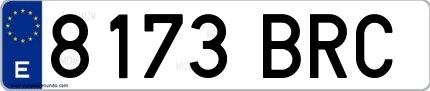 Ejemplo de matrícula española 8173 BRC