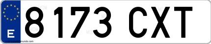Ejemplo de matrícula española 8173 CXT