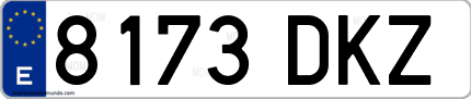 Ejemplo de matrícula de coche ordinaria 8173 DKZ