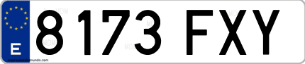 Ejemplo de matrícula de coche ordinaria 8173 FXY