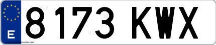 Ejemplo de matrícula de coche ordinaria 8173 KWX