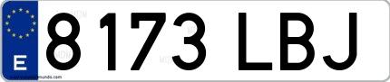 Ejemplo de matrícula española 8173 LBJ
