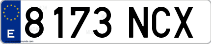 Ejemplo de matrícula de coche ordinaria 8173 NCX