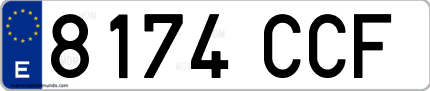 Ejemplo de matrícula de coche ordinaria 8174 CCF