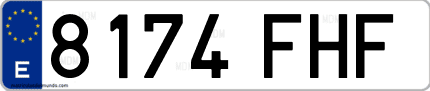 Ejemplo de matrícula de coche ordinaria 8174 FHF