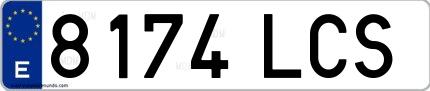 Ejemplo de matrícula española 8174 LCS