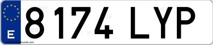 Ejemplo de matrícula española 8174 LYP