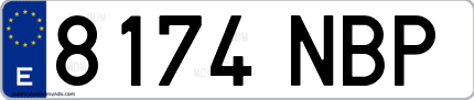 Ejemplo de matrícula de coche ordinaria 8174 NBP