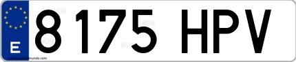 Ejemplo de matrícula española 8175 HPV