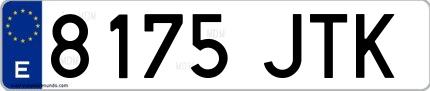 Ejemplo de matrícula española 8175 JTK