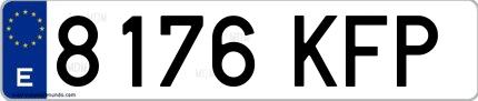 Ejemplo de matrícula española 8176 KFP